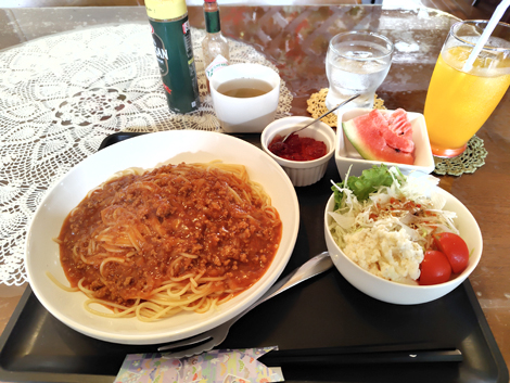 家かふぇたんぽぽ(網走市)ミートソーススパゲティセット