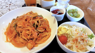 家かふぇたんぽぽ（網走市）ナポリタンセット　＆　アイスティー